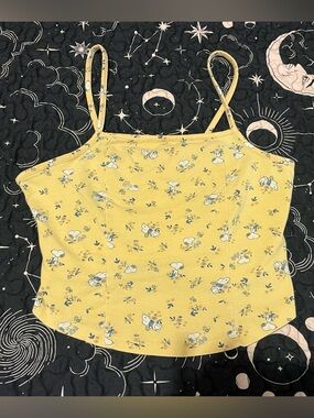 Peanuts Snoopy Cropped Floral Tank Top